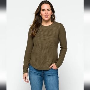 Lety & Me Josey Elbow Patch Sweater | Green | Size M